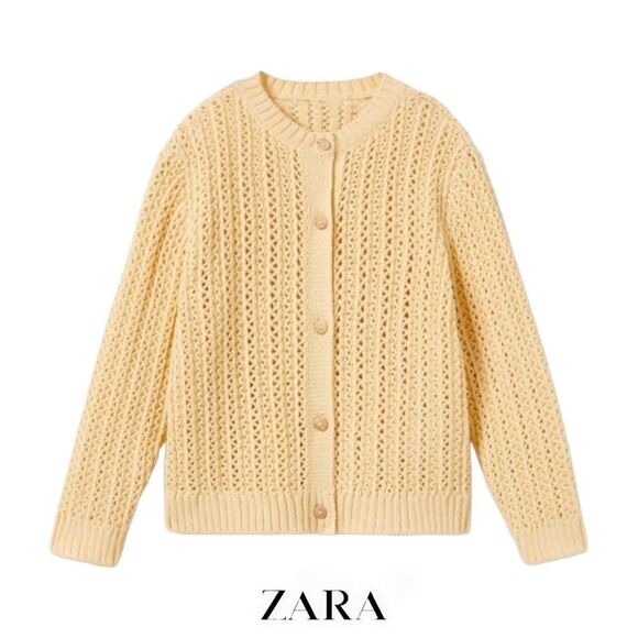 ZARA Kids | Yellow | OPEN KNIT CARDIGAN - Picture 1 of 5